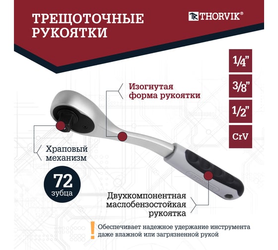 Набор инструмента универсальный Thorvik TS217 1/4, 3/8, 1/2DR, 217 предметов 054379