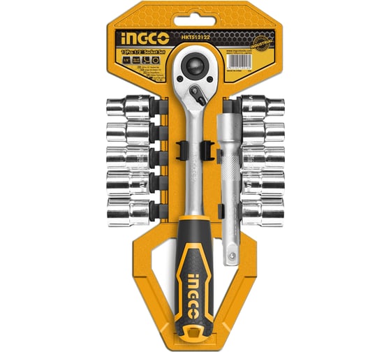 Набор головок INGCO INDUSTRIAL 1/2, с трещоткой, 12 шт HKTS12122