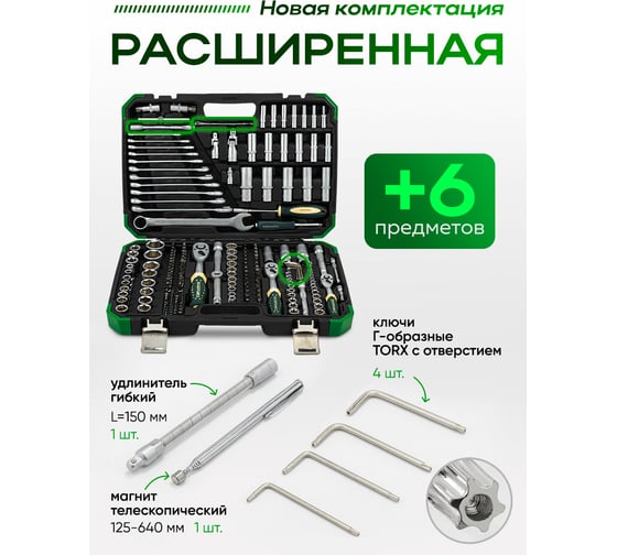 Набор инструментов Rockforce 216 + 6 предметов 1/4'', 3/8'', 1/2'' RF-38841+6(64611)