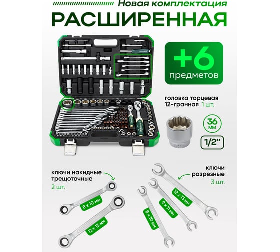Набор инструментов Rockforce 125+6пр. 1/4'', 1/2'' (6гр.) RF-41252-5 Premium(64612)