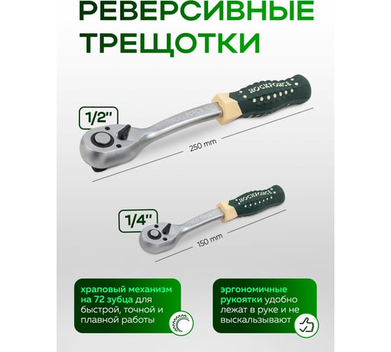 Набор инструментов Rockforce 125+6пр. 1/4'', 1/2'' (6гр.) RF-41252-5 Premium(64612)