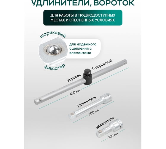 Набор инструментов Rockforce 14 предметов 3/4 6 граней, в кейсе RF-6141-5(1244)