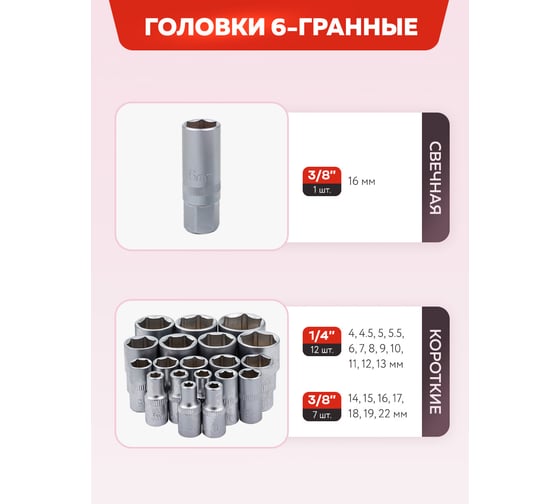 Набор инструментов Forcekraft 82 предмета 1/4, 3/8 (6 граней) FK-4821-8(62155)