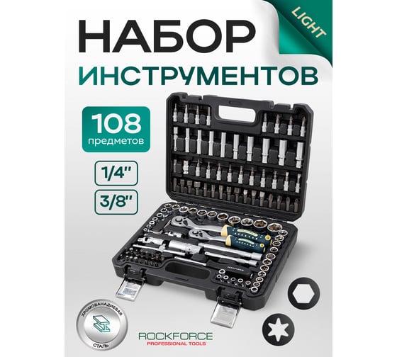 Набор инструментов Rockforce 108 предметов 1/4 3/8 RF LIGHT-41082-5DS(64525)