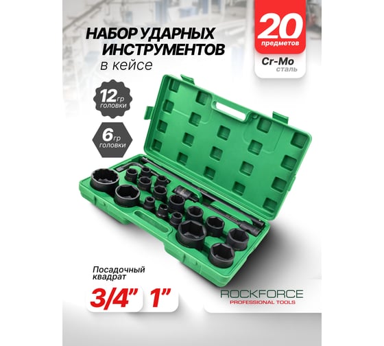 Набор инструментов Rockforce 20 предметов 3/4, 1 RF-6204-5MPB(64844)