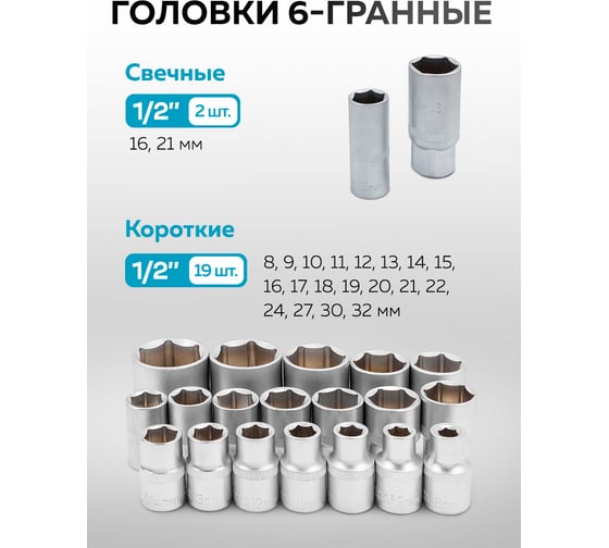 Набор инструментов KingTul 37 предметов 1/2 6pt KT-37(64764)