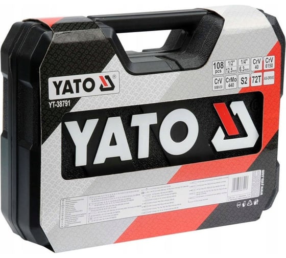 Набор инструментов YATO 1/2"-1/4" 108 предметов (пластиковый кейс) YT-38791 371438791 092 1