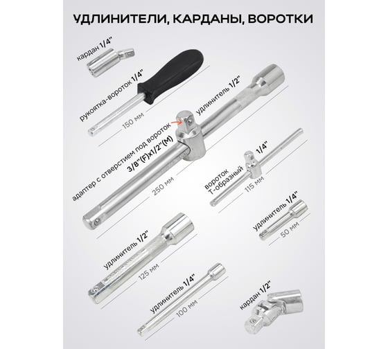 Набор инструментов SIGMATOOL 108 предметов 1/4, 1/2 -41082-5(64660) Sigmatool-41082-5(64660)