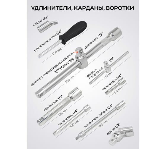 Набор инструментов SIGMATOOL 94 предмета 1/4, 1/2 Sigmatool-4941-5(64662)