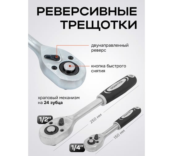 Набор инструментов SIGMATOOL 82 предмета 1/4, 1/2 Sigmatool-4821-5(64661)