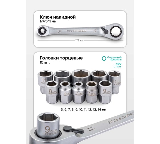 Набор инструментов RockFORCE 31 предмет 1/4 RF-2311-5(64708)
