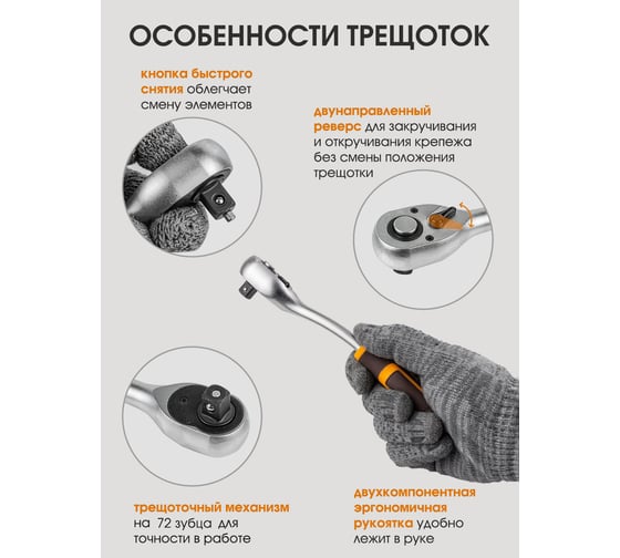 Набор инструментов FORSTIME 99 предметов 1/4, 1/2 FT-4992-5(59232)