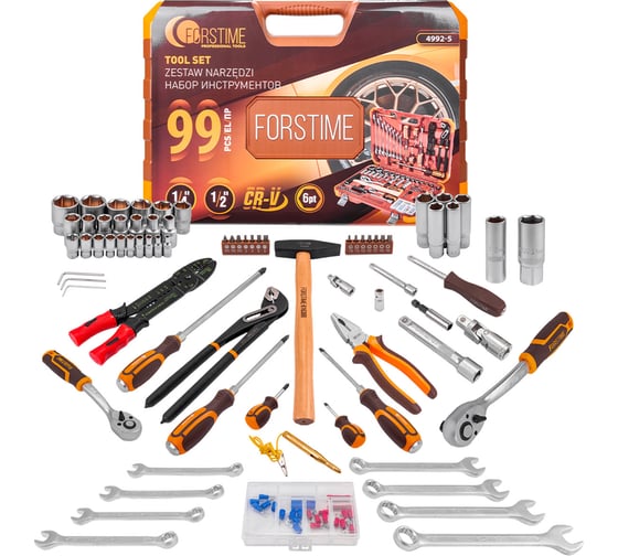 Набор инструментов FORSTIME 99 предметов 1/4, 1/2 FT-4992-5(59232)