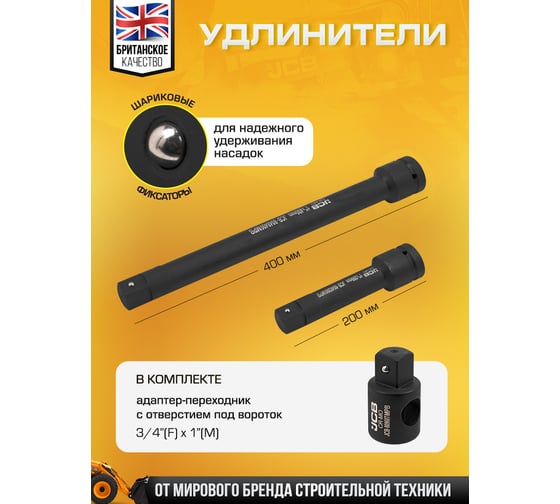 Набор инструментов ударных JCB 15 предметов, 1, 12гранные JCB-8141-9MPB(65112)