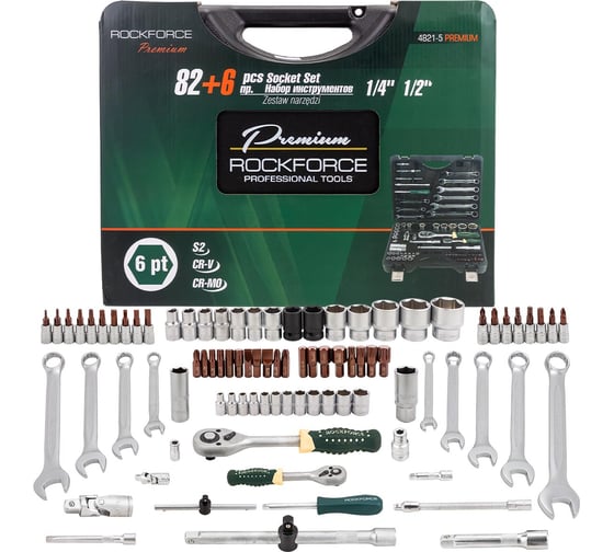 Набор инструментов Rockforce 82 + 6 предметов 1/41/2 RF-4821-5 PREMIUM(26257)
