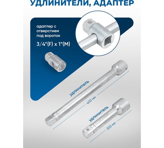 Набор инструментов Forsage 15 предметов 1''6гр.(36,41,46,50,55,60,65,70,75,80мм),в метал. кейсе F-8141-5(64501)