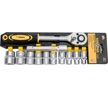 Набор торцевых головок NIKONA с трещоткой квадрат 1/2", 12 предметов 09-923