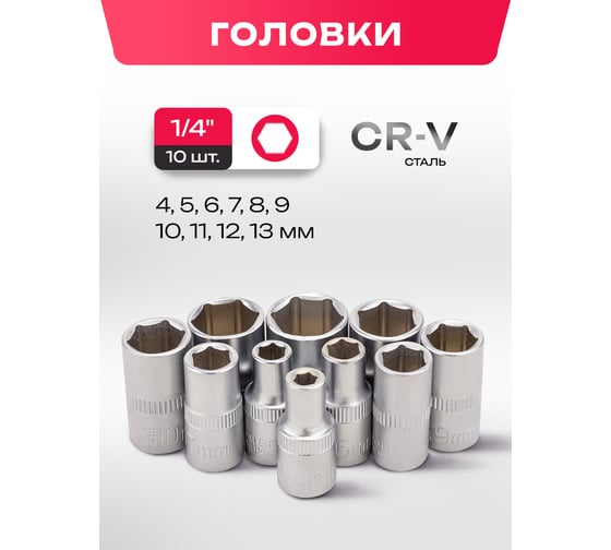 Набор инструментов Forcekraft головки 4-13мм, с трещоткой и удлинителем, набор 12 предметов 1/4 FK-014-5 MSA(65807)