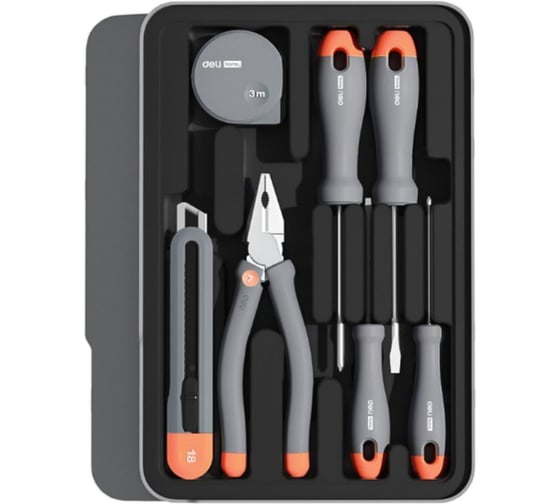 Набор ручного инструмента DELI Home Series Gray H1001-ADE 41 предмет, модульная система, soft touch 134487