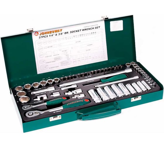 Набор стандартных и глубоких торцевых головок 1/4" и 3/8"DR 4-24 мм Jonnesway S04H3157S