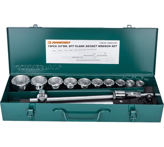 Набор торцевых головок Jonnesway S04H6315SA (S04H6115SA) 3/4"22-50 мм, 15 пр. 47229