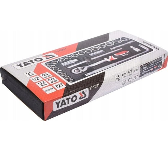 Набор торцевых головок YATO 1/2" 25 пр. YT-12671