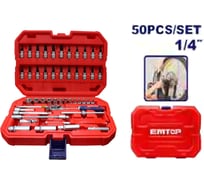 Набор головок emtop 1/4, с трещоткой, 50шт ESKT14501