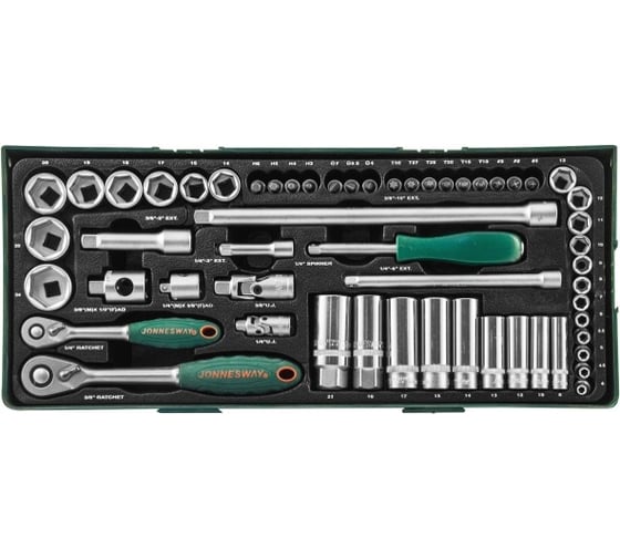 Набор торцевых головок 1/4" и 3/8"DR  57 предметов (ложемент) Jonnesway S04H3157ST (S04H3157SP)