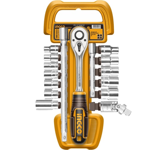 Набор головок INGCO 1/2 с трещоткой 17 шт INDUSTRIAL HKTS12171 1