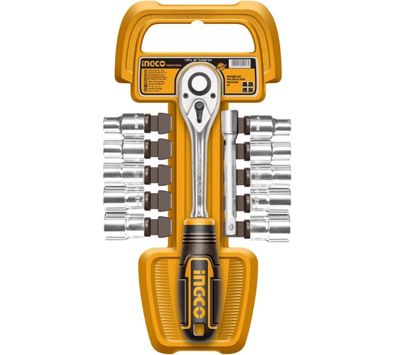 Набор головок INGCO 3/8 с трещоткой 12 шт, INDUSTRIAL HKTS38122 1