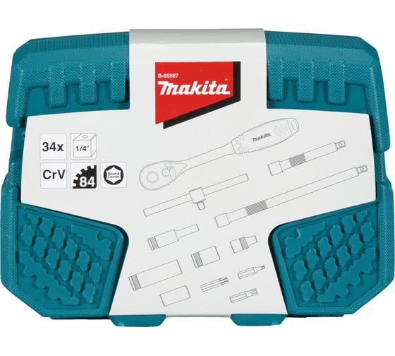 Набор ключей и головок Makita 34 предмета 1/4 B-65567