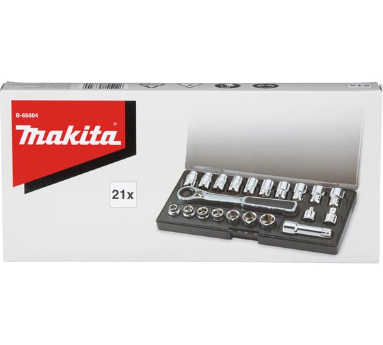 Набор ключей и проходных головок Makita 21 предмет B-65604