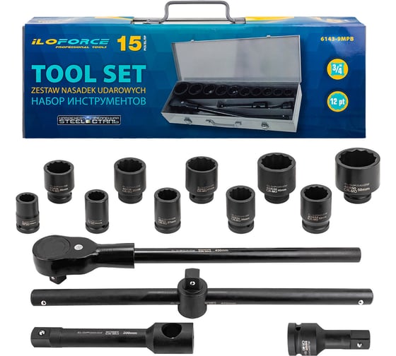 Набор инструментов iLOFORCE 15 предметов 3/4 (12гр.) IF-6143-9MPB(62526) 1