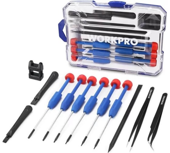 Набор инструмента для прецизионного ремонта WORKPRO PRO 12 шт (Инструмент-3, Пинцет-2, Т3,Т4,Т5,Т6,Т8,Т10_63,5мм) WP200531 1