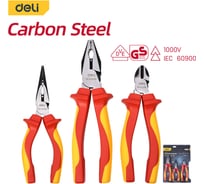 Набор плоскогубцев диэлектрических DELI DL512003T сталь Cr-V, сертификат VDE до 1000 В 209672