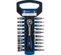 Набор головок торцевых КОБАЛЬТ 1/4 10 шт., головки 1/4 со вставкой 10шт., удлинитель 75 мм + трещоточная рукоятка, CR-V, подвес 923-842