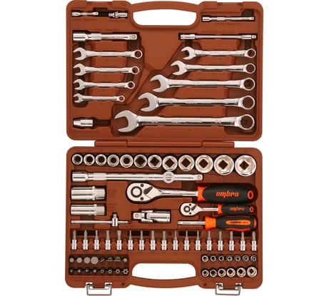 Универсальный набор инструмента Ombra OMT82S торцевые головки и аксессуары к ним, 82 предмета 55014 055014