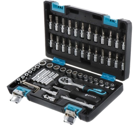 Набор слесарных инструментов Bartex Pro, 1/4, 6-гранный, сталь, кейс, 57 предметов 319904 1