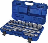 Набор головок торцевых КОБАЛЬТ с трещоткой 3/4″, 21 предмет (19–50 мм), CR-V, кейс 924-122