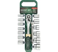 Набор инструментов Rockforce головки с ключом трещоточным и удлинителем 150мм, набор 15 предметов, 1/2 (6гр.) RF-4159 MSA(64137)