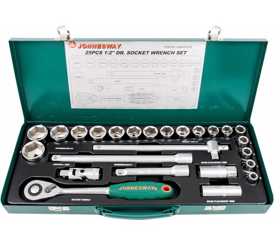 Набор торцевых головок 25 предметов 1/2" DR (10-32 мм) Jonnesway S04H4125S