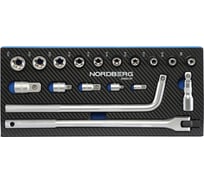 Набор головок NORDBERG 1/2 в ложементе, 18 предметов для тележки 2496018T