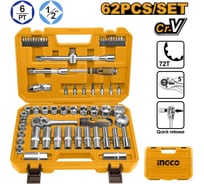 Набор головок с трещоткой INGCO INDUSTRIAL 1/2 62 шт (4) HKTS12602