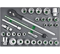 Набор головок и аксессуаров TOPTUL 3/4 (дюйм и метрика), 31 предмет в ложементе (D) GED3108