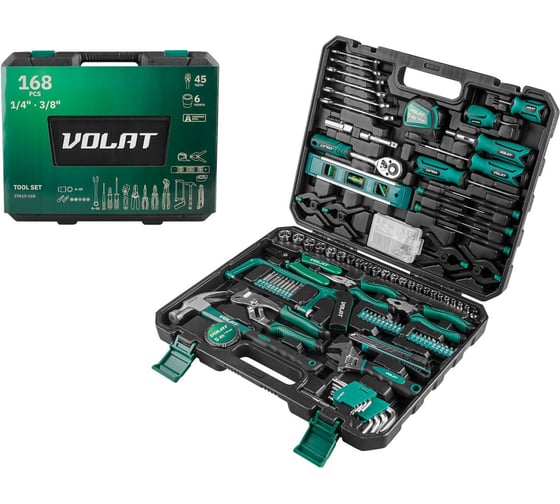 Набор инструментов ВОЛАТ, 1/4", 3/8", 6 граней, 168 предметов 19610-168 ЦЗ-2800518300