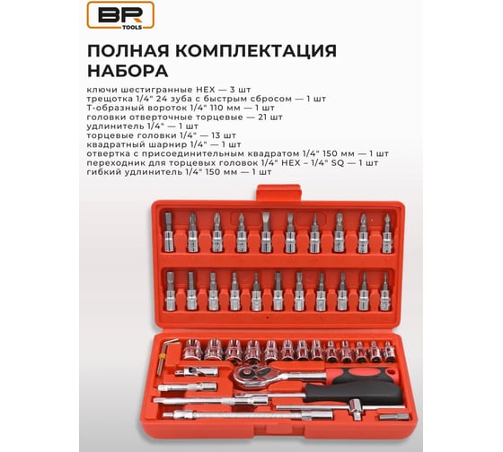 Набор инструментов BestRoom для автомобиля и дома 46 предметов Набор инструментов 46 предметов(112-425)