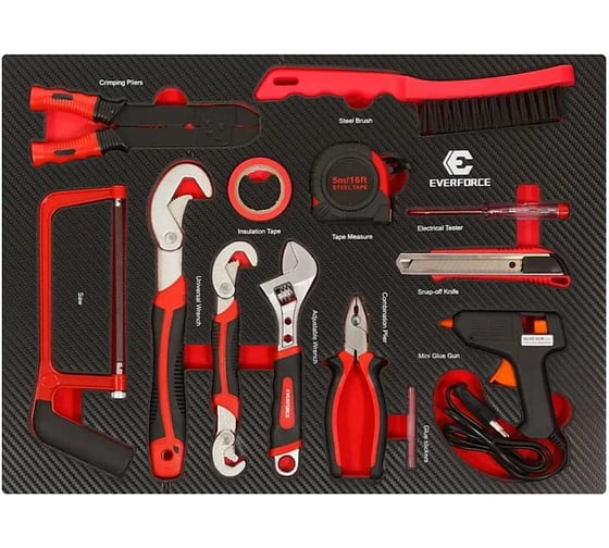Набор инструментов многофункциональных EVERFORCE 13 предметов, в ложементе EF-21036(47786)