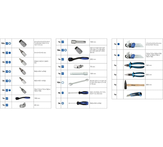 Набор инструментов Brilliant Tools универсальный, 1/4" 1/2", 95 предметов BT024095