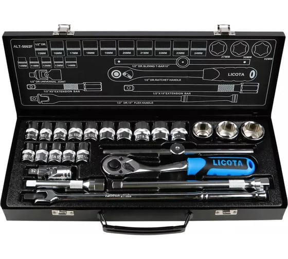 Набор торцевых головок Licota 1/2, 24 предмета, 10 - 32 мм ALT-5002F-RU