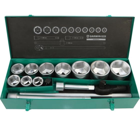 Набор торцевых головок GARWIN 1", 6 гр., 14 пр., 36-80 мм 644040-6